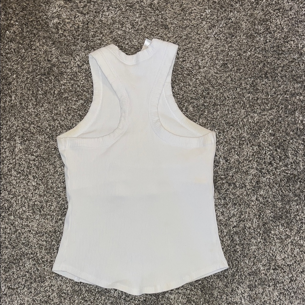 Fabletics White Ribbed Tank Top - Picture 3 of 3